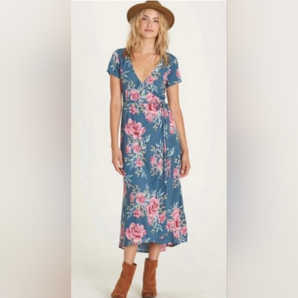 NWT Billabong Floral Midi Wrap Dress Small - Picture 9 of 9